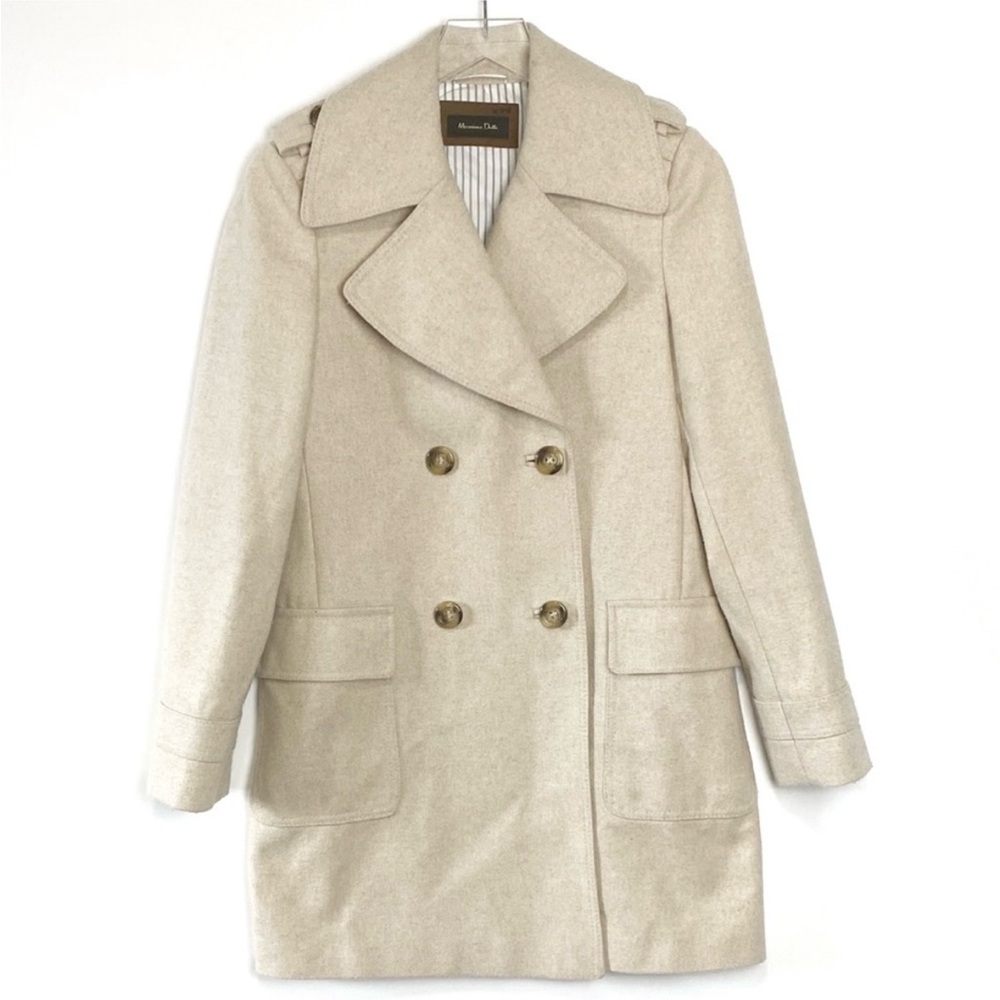Exquisite Massimo Dutti wool peacoat oatmeal beige size 6